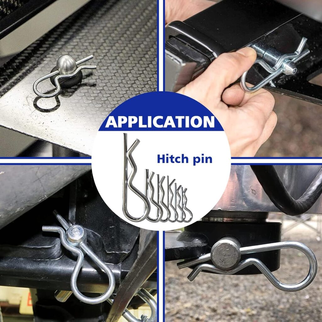 158 PCS Heavy Duty Hitch Pin Clip Pins - PTO Pins, Linch and Shaft Locking Pins for Trailers Trucks Towing Mowing, Farm Equipment, Snow Plows, Heavy Duty Trailers Accessories Tractor Attachments