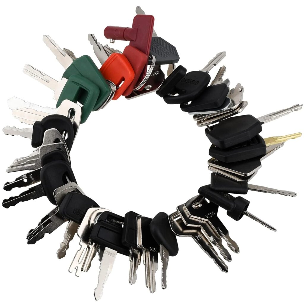 42 Heavy Equipment Keys Master Set, Construction Ignition Key for Cat Caterpillar Case JD John Deere Hyster Komatsu Kubota Yanmar Daewoo Takeuchi Ford New Holland Volvo JCB and More