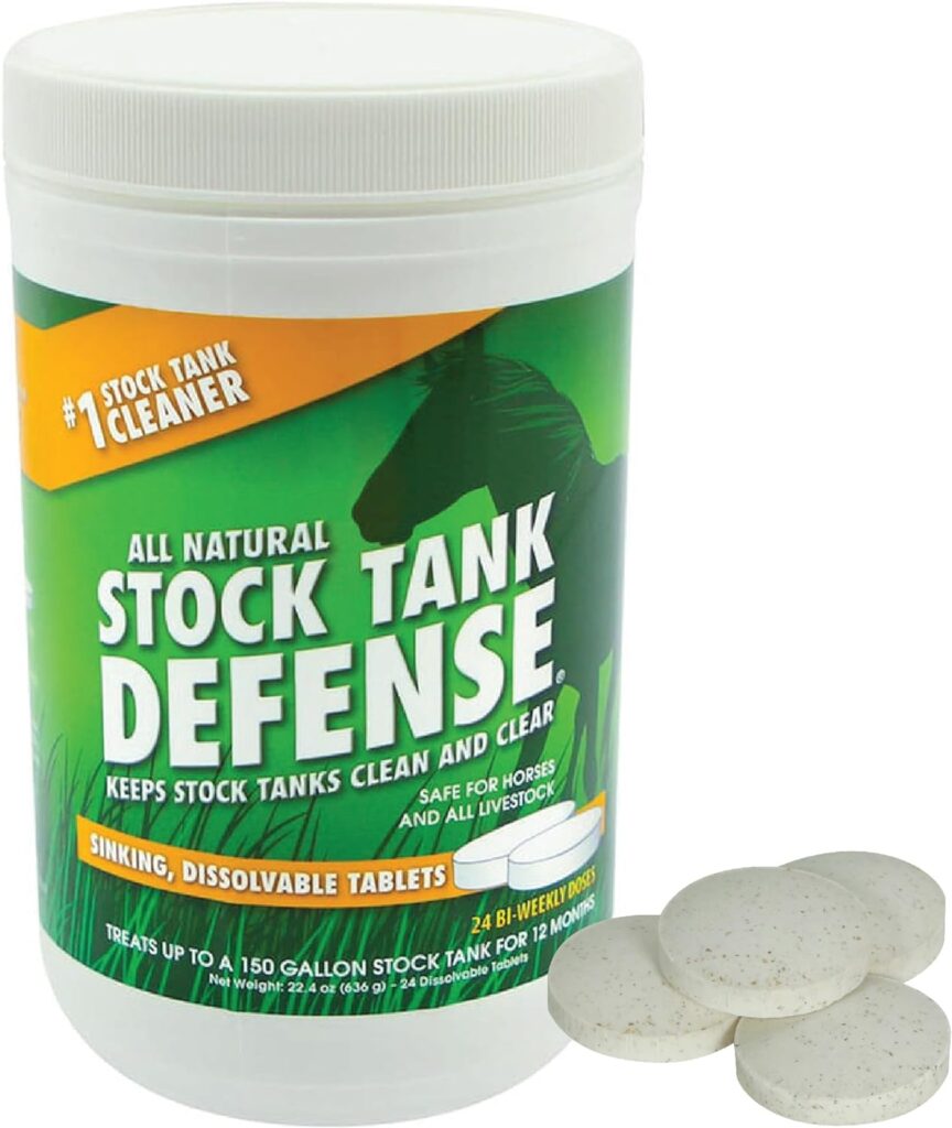 Airmax Stock Tank Defense, Livestock Water Trough Cleaner, Clean Drinking Tanks for Horse, Cattle, Goat  Chicken, Safe  Easy-to-Use Cleaning Tablet Treatment for Farming  Agricultural Use, 24 Tabs