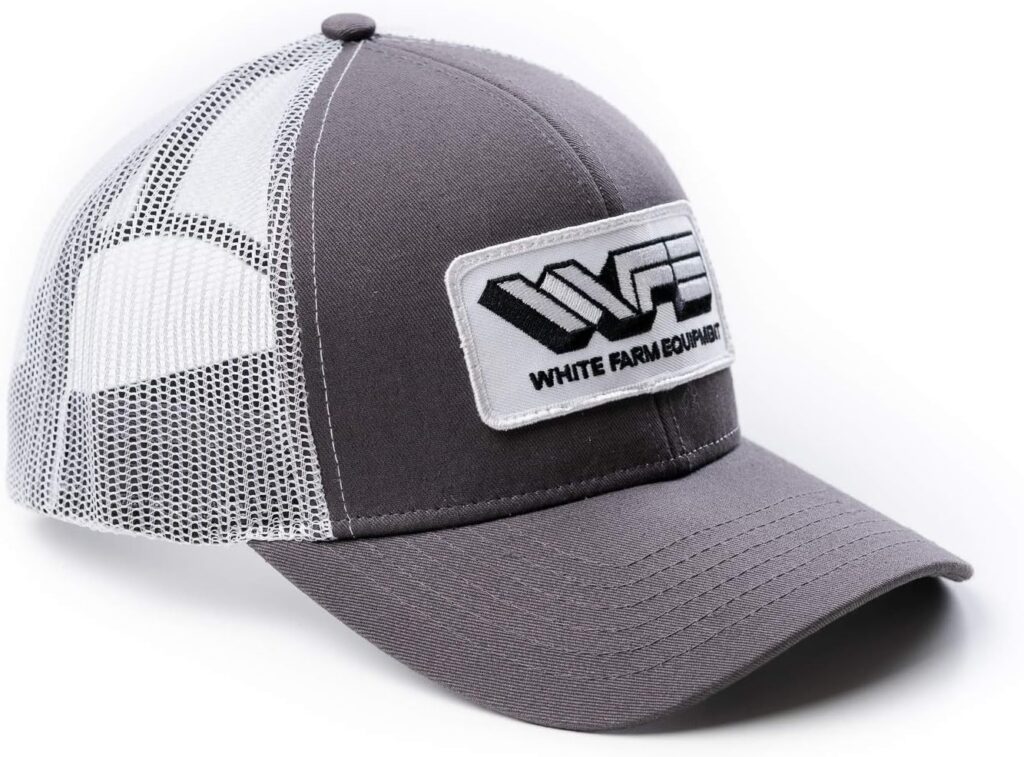 Farm Equipment Logo Hat, Gray with White Mesh Back