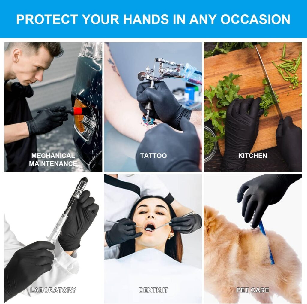 FINITEX - Black Nitrile Disposable Gloves, 5mil, Powder-free, Medical Exam Gloves Latex-Free 100 PCS For Cleaning Food Gloves (XX-Large (Pack of 90))