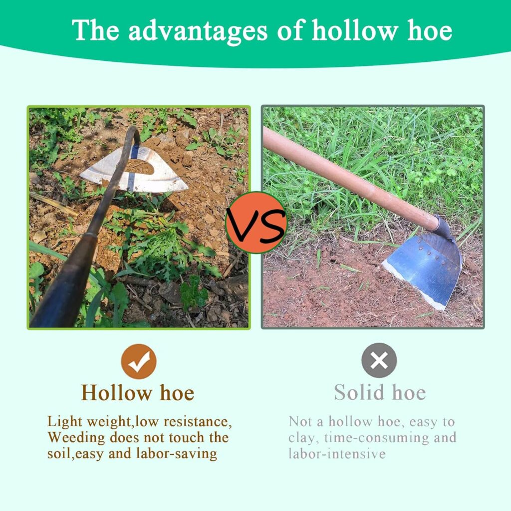 Garden Hoe All-Steel Hardened Hollow Hoe, Sharp Durable Garden Weeding Tools, Garden Edger Weeder Portable Household Vegetable Garden Shovel for Backyard Loosening Farm Planting Weeding