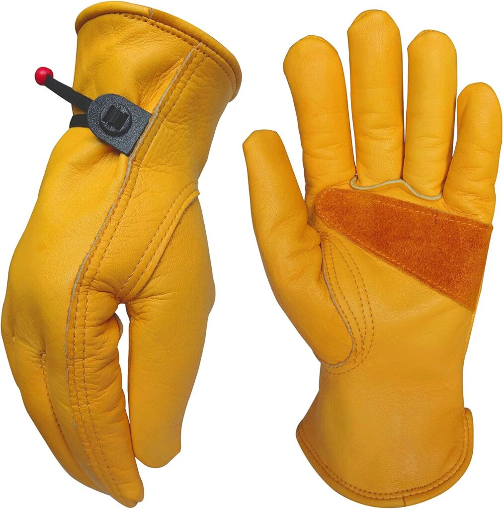 Heavy-Duty Cowhide Work Gloves Leather Work Gloves for Industrial/Gardening/Cutting/logging/Mechanics/Yard/Construction/Motorcycle/Farm, Men  Women Extra Large(1 Pair)