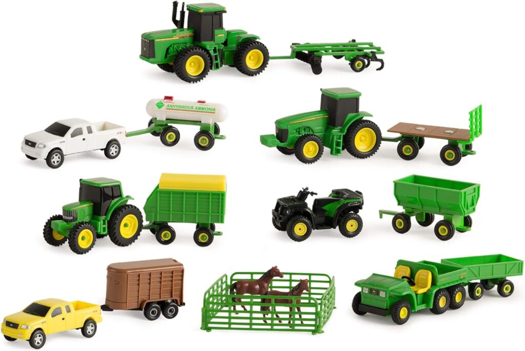 John Deere Tractor Toy and Truck Toy Value Set - 20 Farm Toys - Includes Tractors, Trucks, Fencing, and Horse Toy - Toddler Ages 5 Years and Up