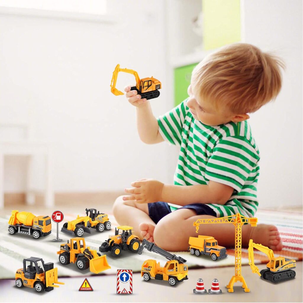 Oriate Kids Farm Toys Realistic Tractor Vehicle Playset, Diecast Car Set Educational Mini Farm Animals with Flatbed Trailer, Birthday Gift for Children 3+ Year Old