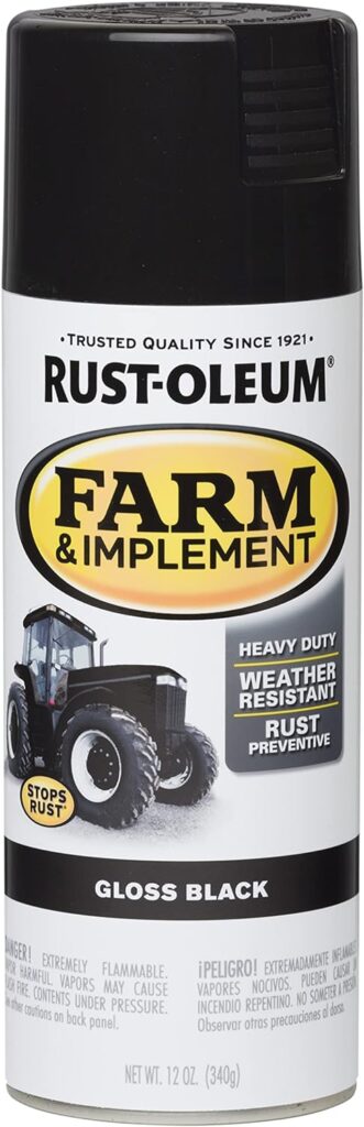 Rust-Oleum 280123 Farm  Implement Spray Paint, 12 oz, Gloss Black (Pack of 1)