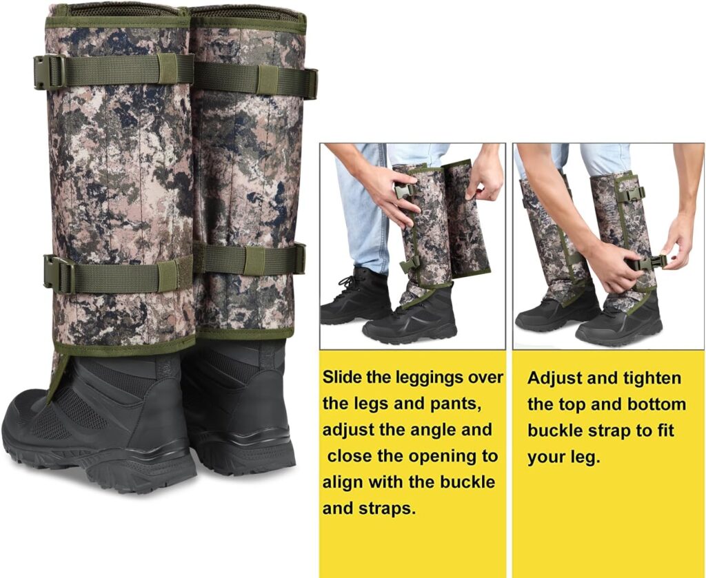 Snake Gaiters Snake Chaps: Waterproof Snake Guards Snake Bite Protection for Lower Legs, Snake Proof Gaiters Fit for Men  Women, Adjustable Size for Hunting Hiking and Farm